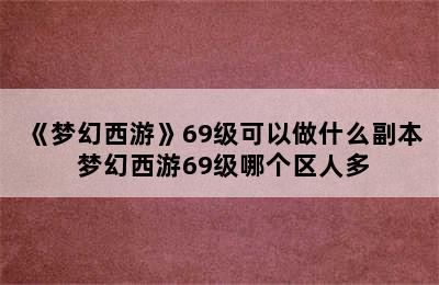 《梦幻西游》69级可以做什么副本 梦幻西游69级哪个区人多